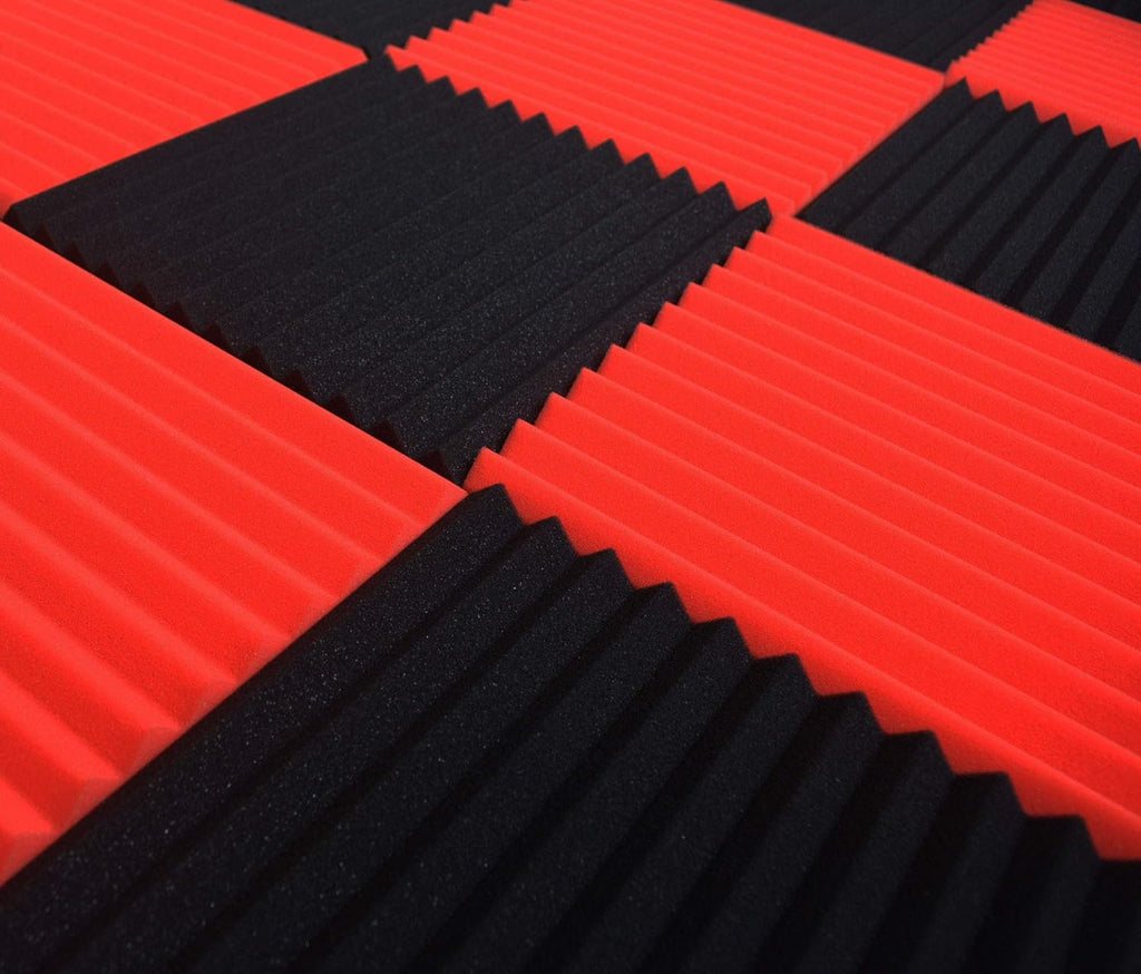 52 Pack Acoustic Foam Panels, 1" x 12" x 12" Black/Blue Wedge Studio Foam T1295