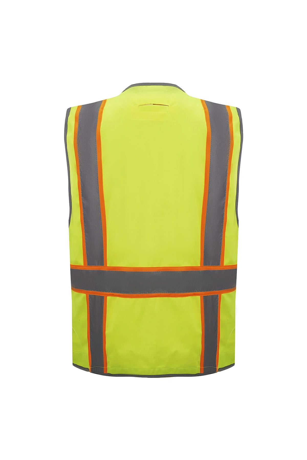 Neon Green Solid Safety Vest With Reflective Piping And Black Bottom M8032