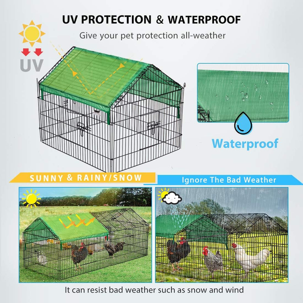 71" x 30" Foldable Metal Chicken Cage Enclosure with Weather Proof Cover I765