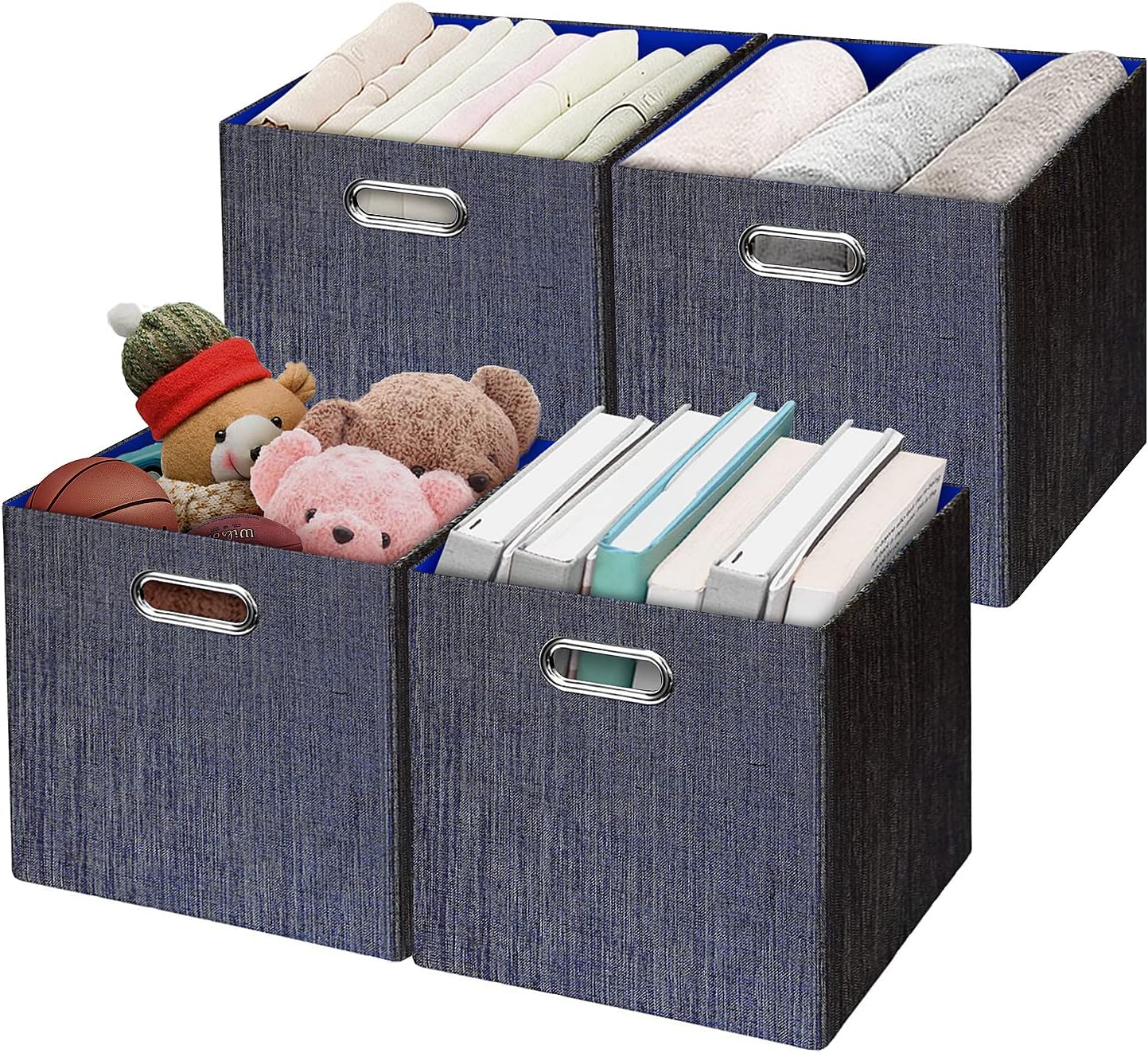 Beige Foldable Storage Cube Bins, Set of 4 W8879