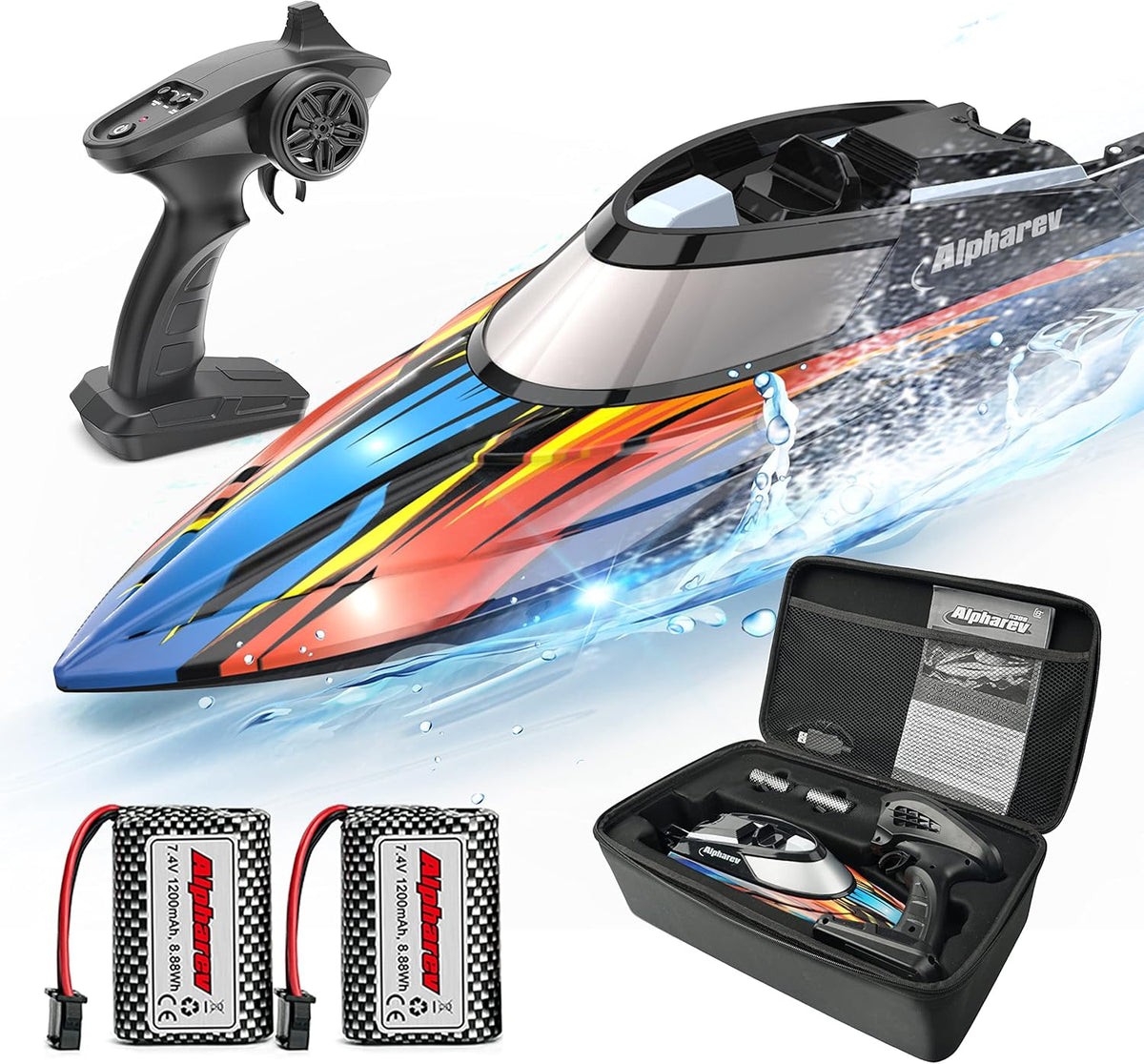 RC Boat with Case, 20+ MPH Remote Control Boat G503780