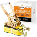 2 Inch x 15 Foot Ratchet Tie Down Straps with Double J Hooks U2621