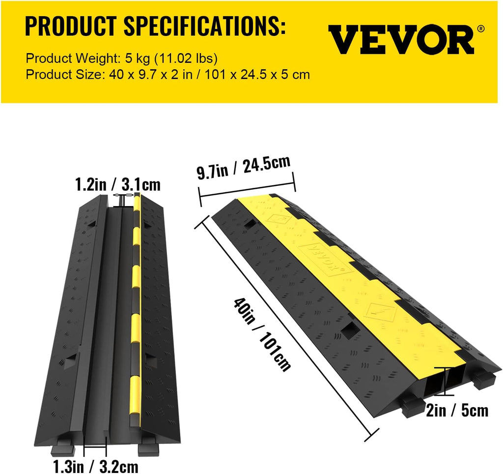 5 Packs 2 Channels Rubber Cable Protector Ramp F10682