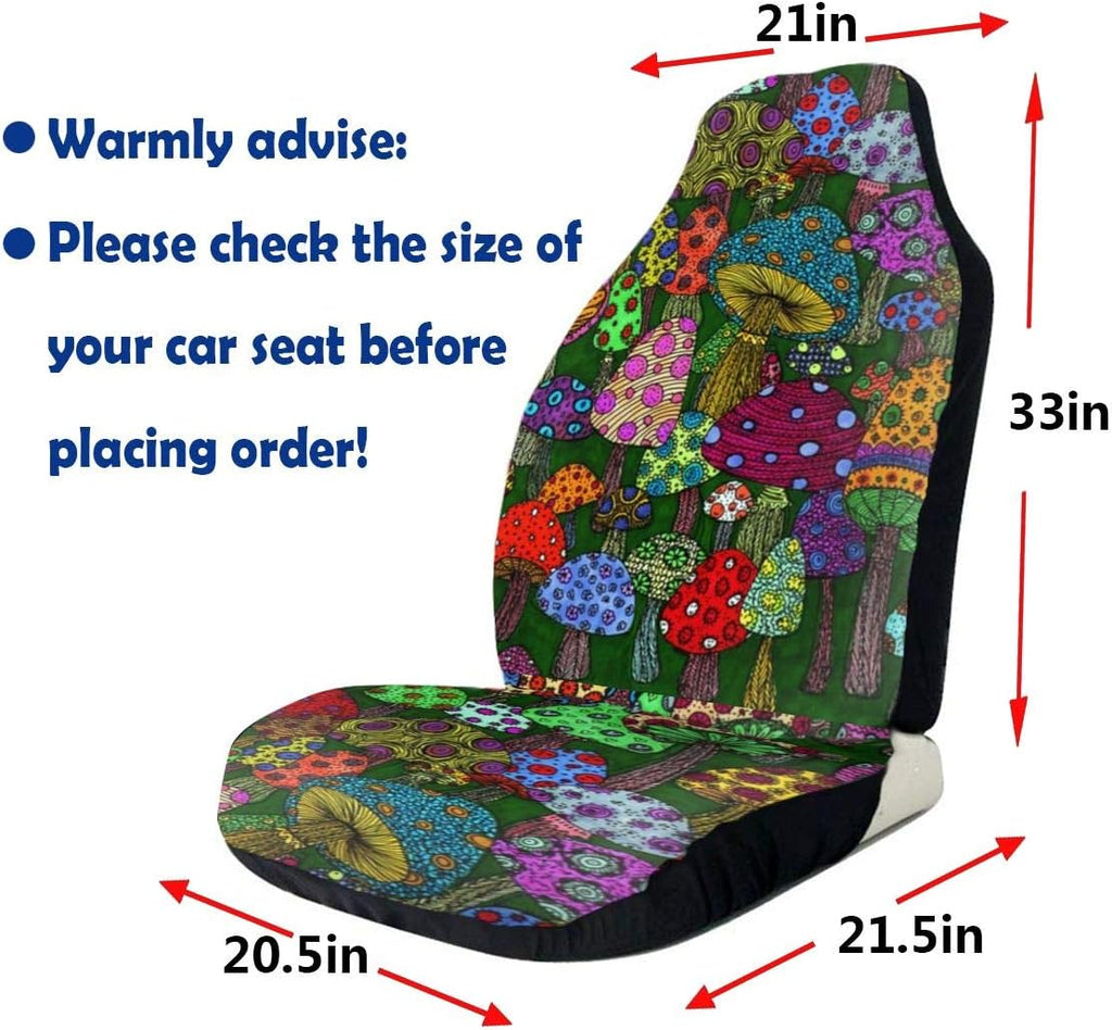 Cartoon Mushroom Art Car Seat Cover Full Set of 2 Vehicle Seat Protector L122389