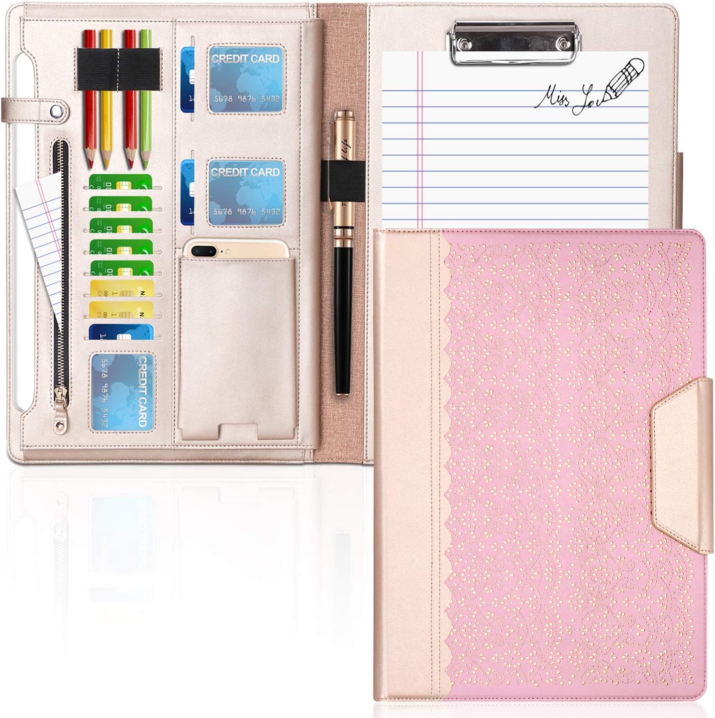 Rose Gold Pack of 2 Portfolio Case with Clipboard S6373