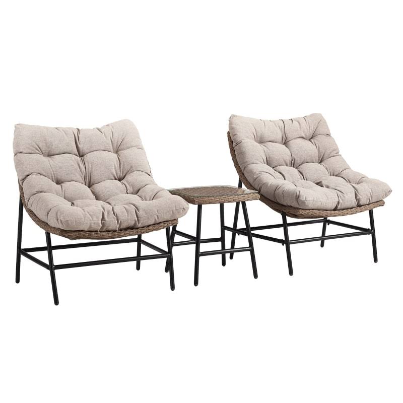 3 Piece Metal Framed Conversation Set, Beige S563151