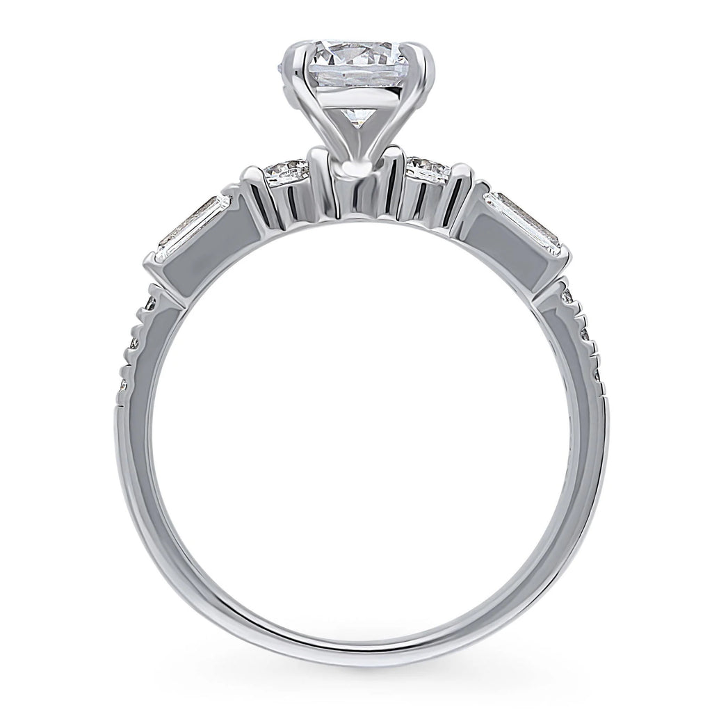 Sterling Silver Solitaire Engagement Ring 1 Carat Round Cubic Zirconia Rhodium Plated Size 9 W5874