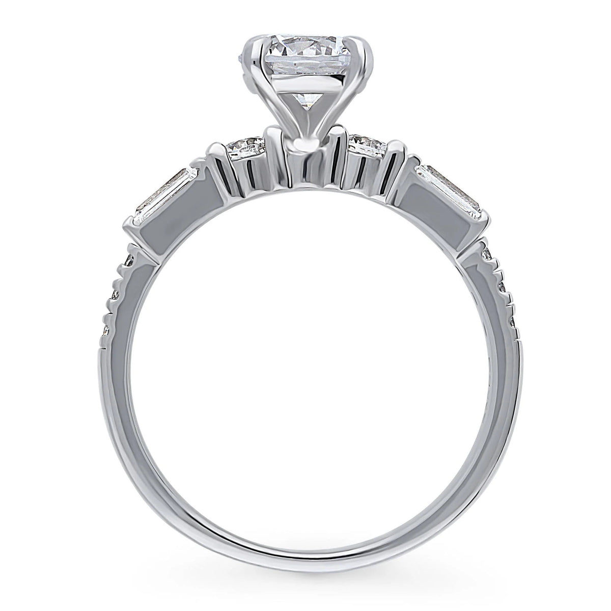 Sterling Silver Solitaire Engagement Ring 1 Carat Round Cubic Zirconia Rhodium Plated Size 9 W5874