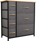 Brown Storage Cabinet Dresser with 7 Fabric Drawers and Metal Frame G8277
