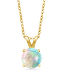 18K Yellow Gold Plated White Opal Pendant Necklace with 18 inch Silver Chain F35937