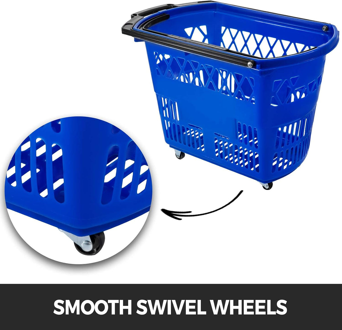Blue Plastic Shopping Basket Set with Wheels C952004