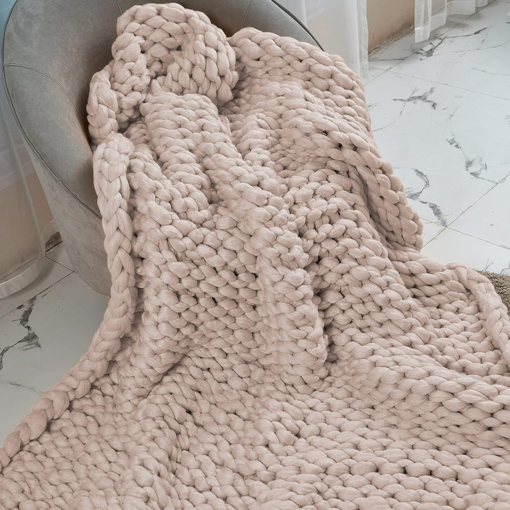 Chunky Knit Blanket Throw Rose Red 40x60 A8142