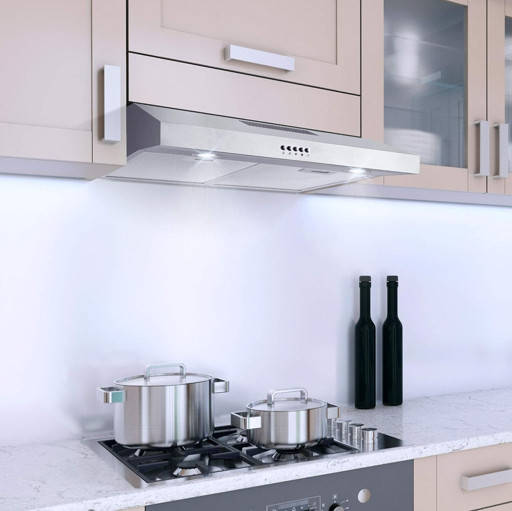 30 in. Under Cabinet Range Hood with Ducted / Ductless Convertible Slim Kitchen Over Stove Vent in Stainless Steel T78959