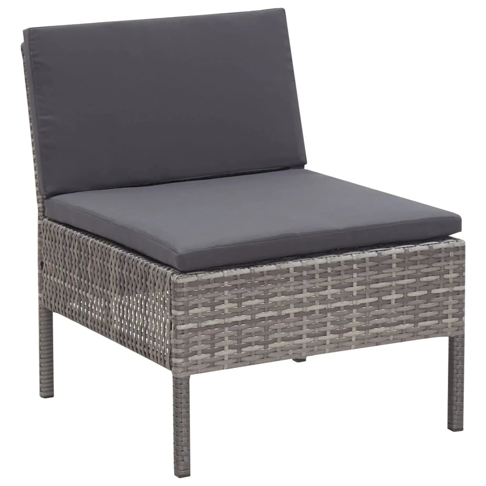 6 Piece Outdoor Conversation Set Gray Poly Rattan Patio Sectional with Coffee Table H359