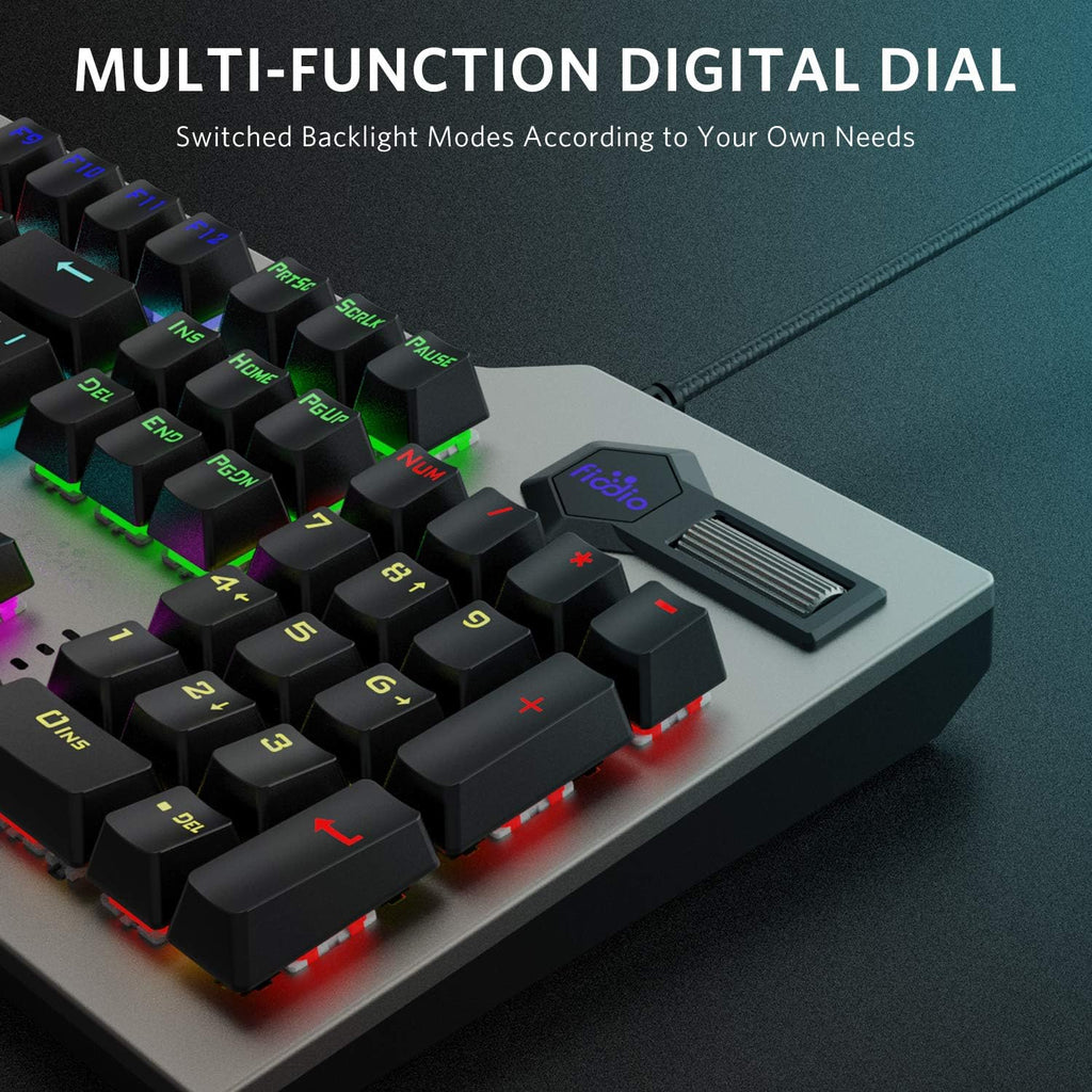 Wired RGB Rainbow Backlit Mechanical Keyboard with Blue Switches E208