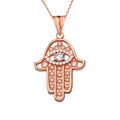 14K Rose Gold Evil Eye Pendant Necklace with 18" chain I92482
