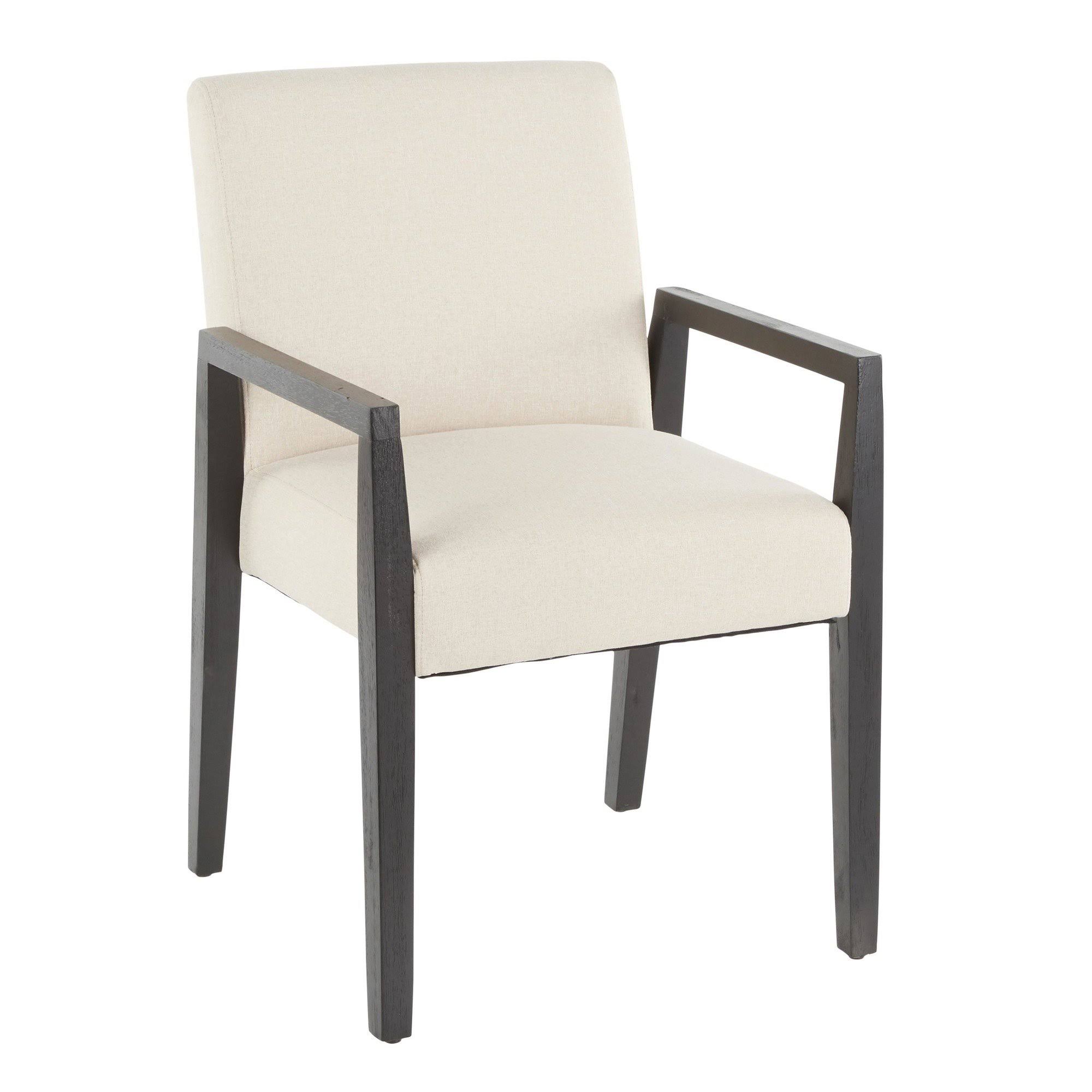 Grey Fabric and Black Wood Arm Chair (Set of 2) A350