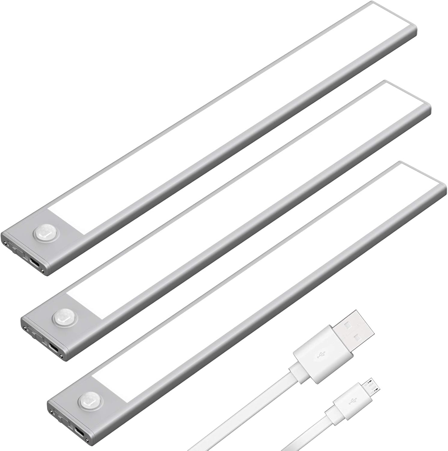 3 Pack LED Under Cabinet Lights Wireless Motion Sensor Rechargeable Cabinet Lights 6000K Black L362991