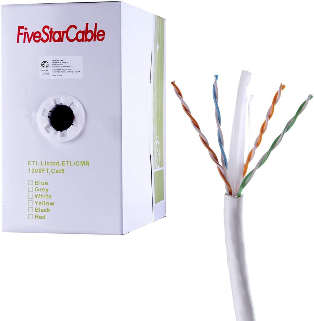1000ft Cat6 CMR 23AWG Solid Bare Copper UTP Bulk Ethernet Cable Blue R507120