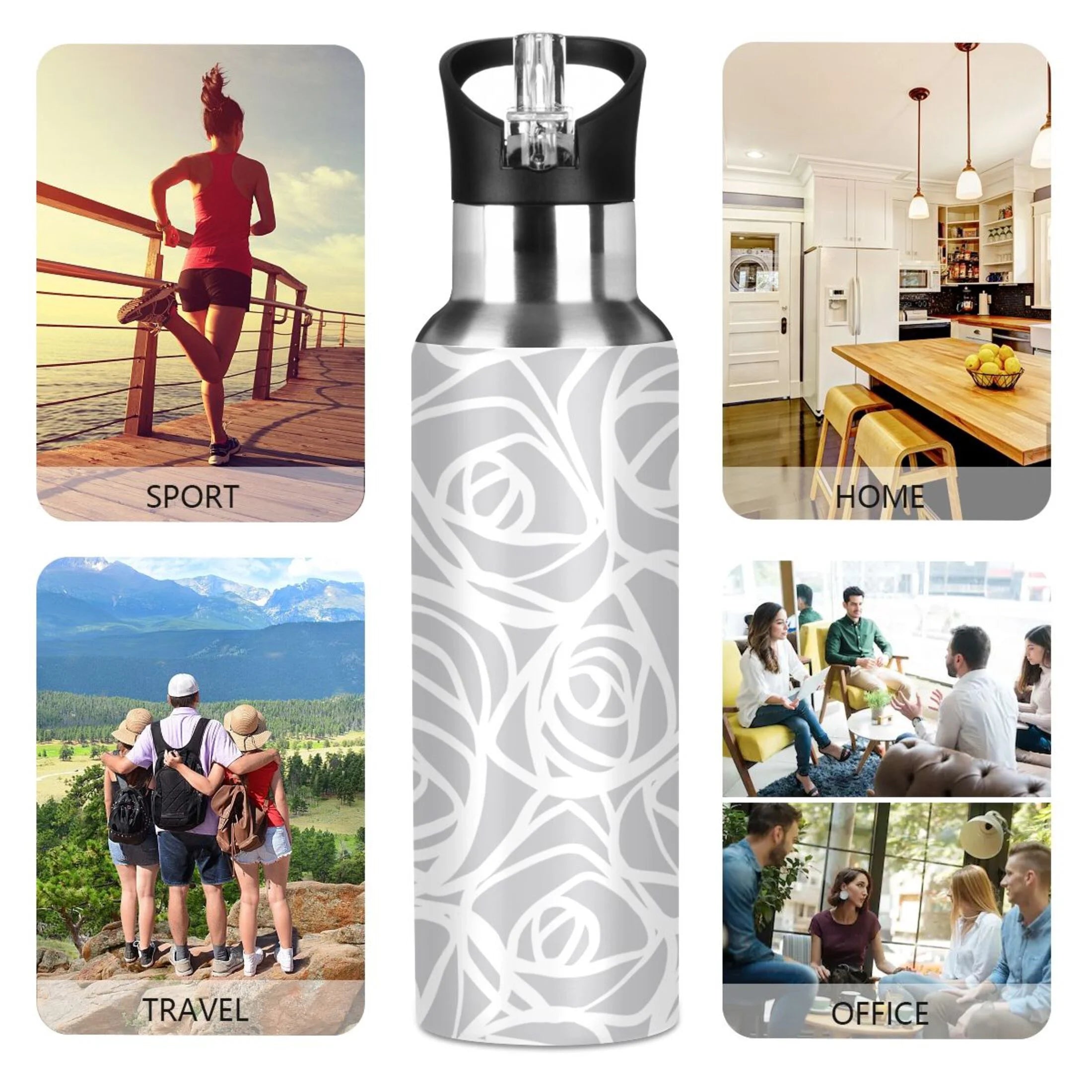 Stainless Steel Water Bottle with Straw Lid Vacuum Insulated Flask 20 OZ U5270