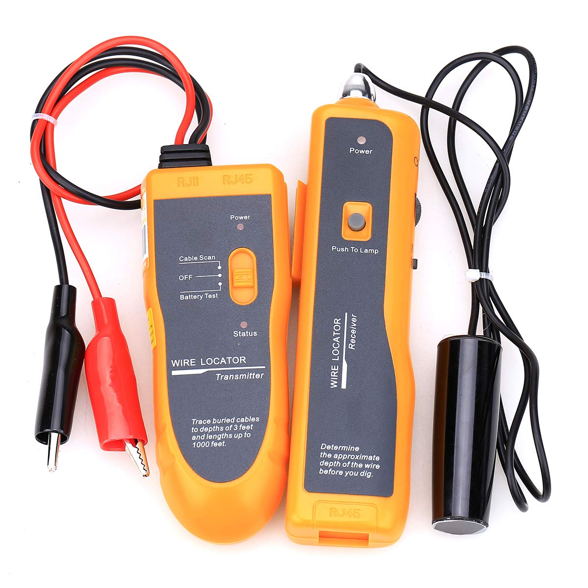 Cable Wire Locator Metal Pipes Electrical Wires Coax Cable Tester with Earphone Pack of 2 J333796