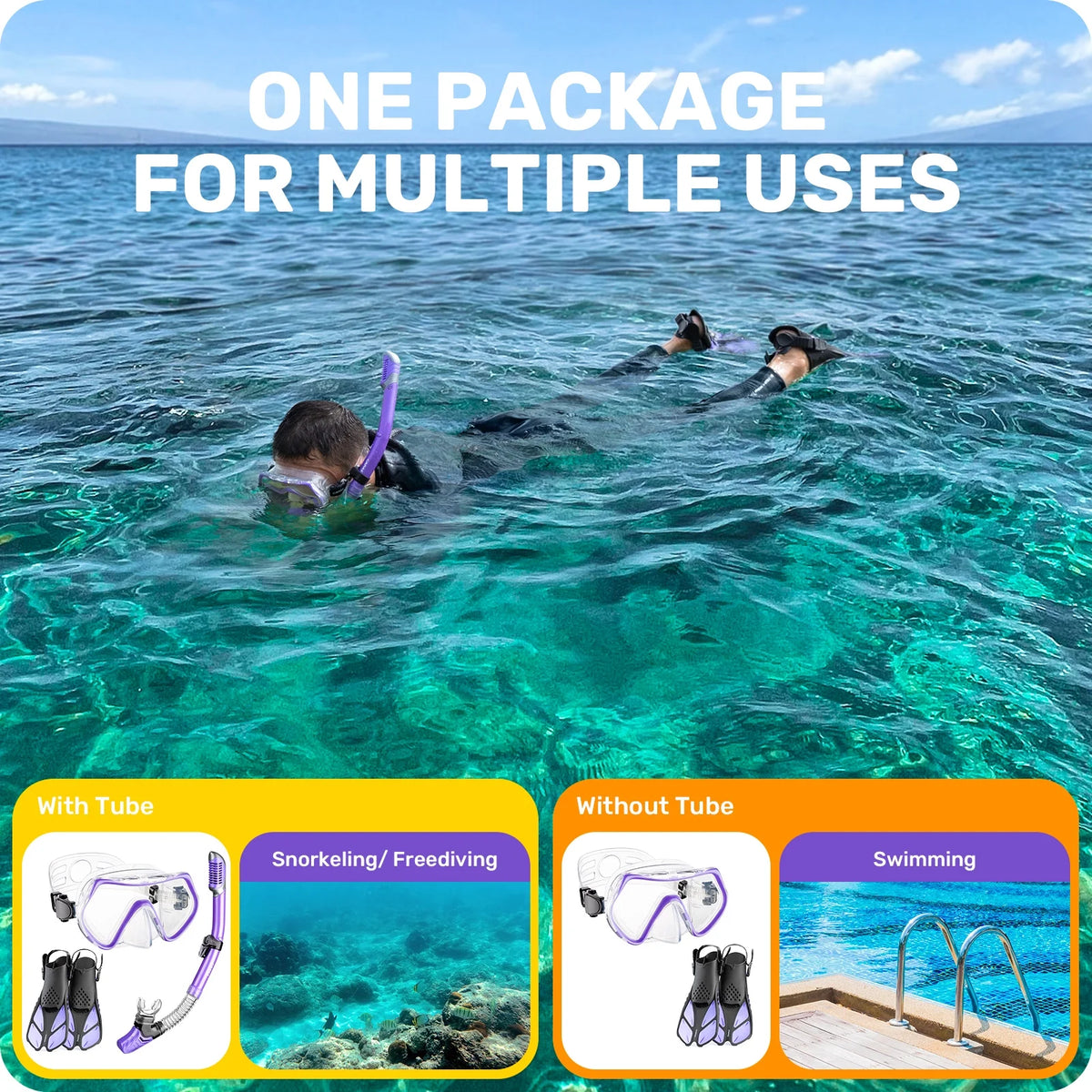 Snorkel Mask Fins Set with Carrying Bag C5896