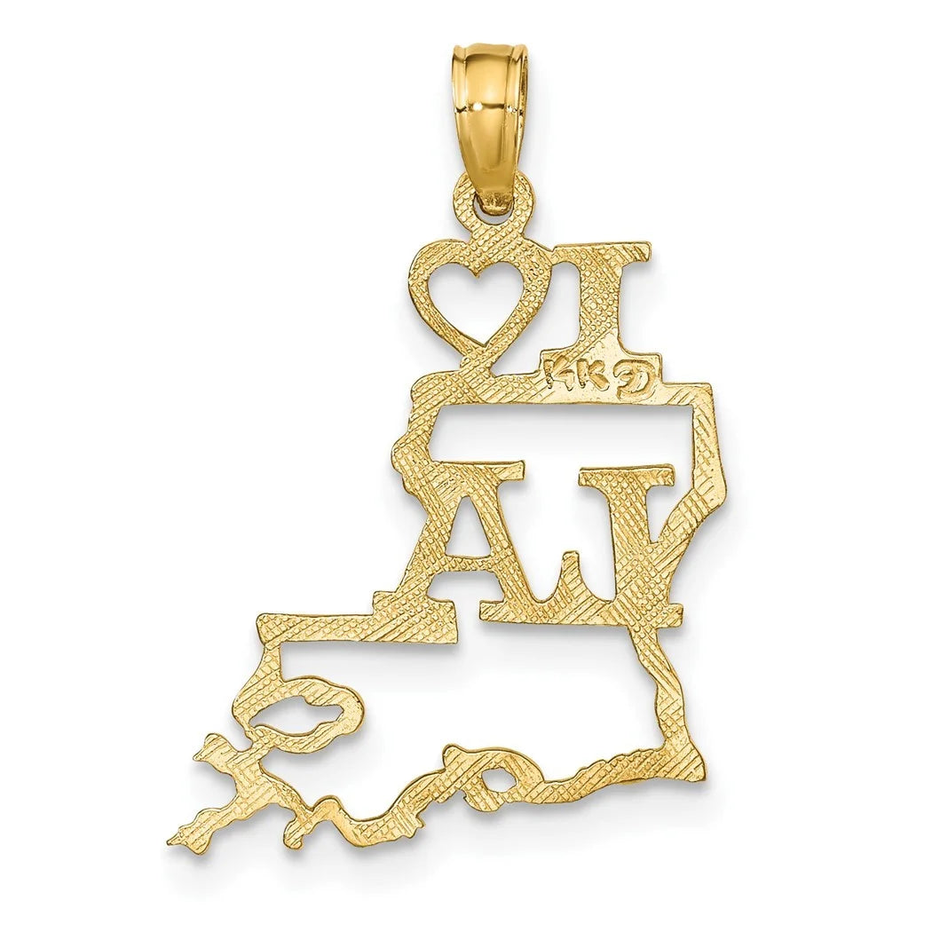 10k Gold Solid Louisiana State Pendant Necklace Jewelry .6 Grams Z336988