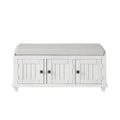 White Wood Accent Cabinet Storage Bench with 2 Cabinets W437638