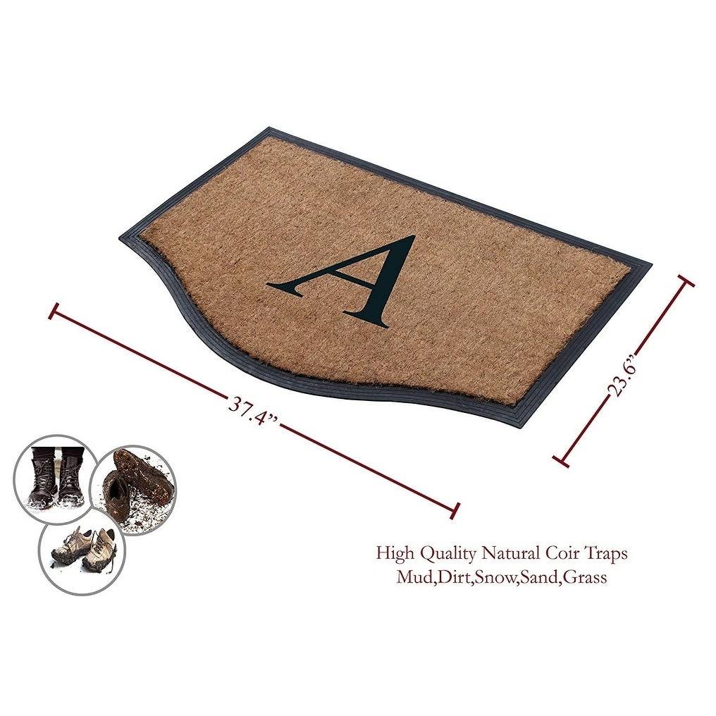 Black/Beige Rubber and Coir Non-Slip Extra Large Door Mat U852