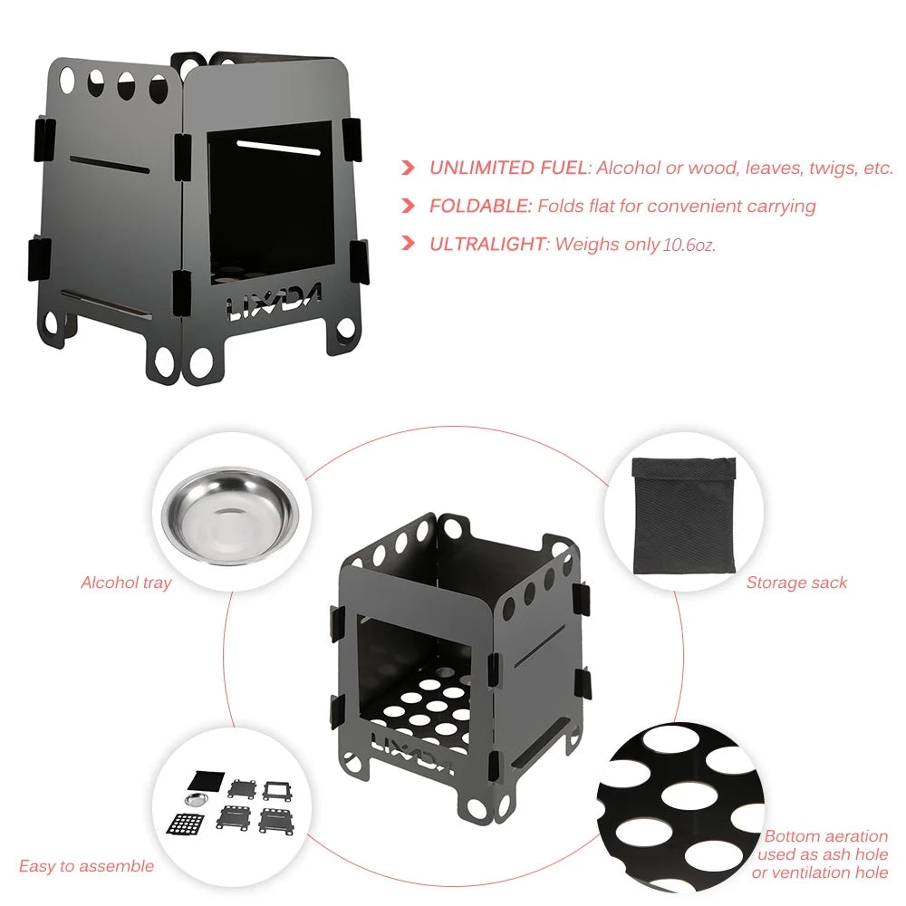 Portable Folding Stainless Steel Wood Burning Stove W73297