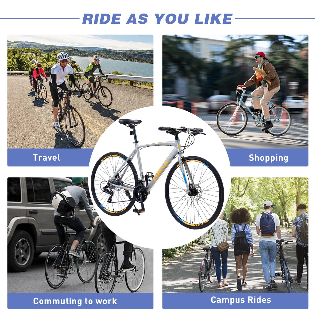 Silver 700C Hybrid Bike with Double Disc Brake V48384