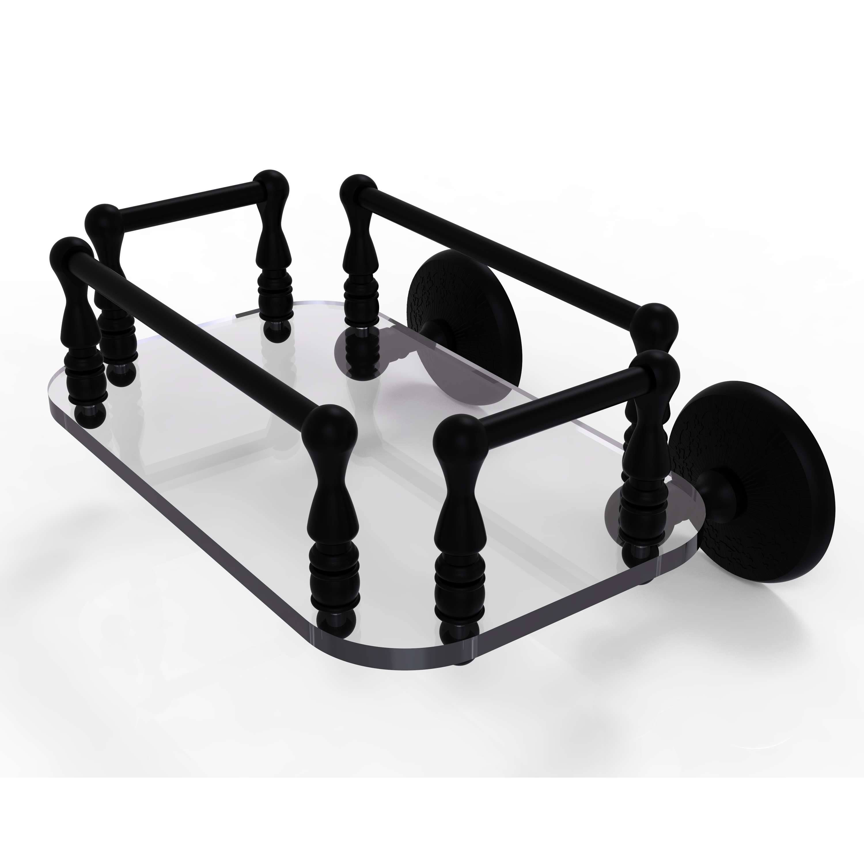 Matte Black Wall Mounted Glass Guest Towel Tray R486