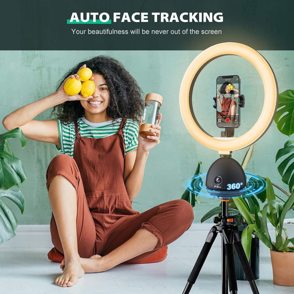 Auto Face Tracking Phone Holder with 10'' Selfie Ring Light and Tripod Stand Y108375