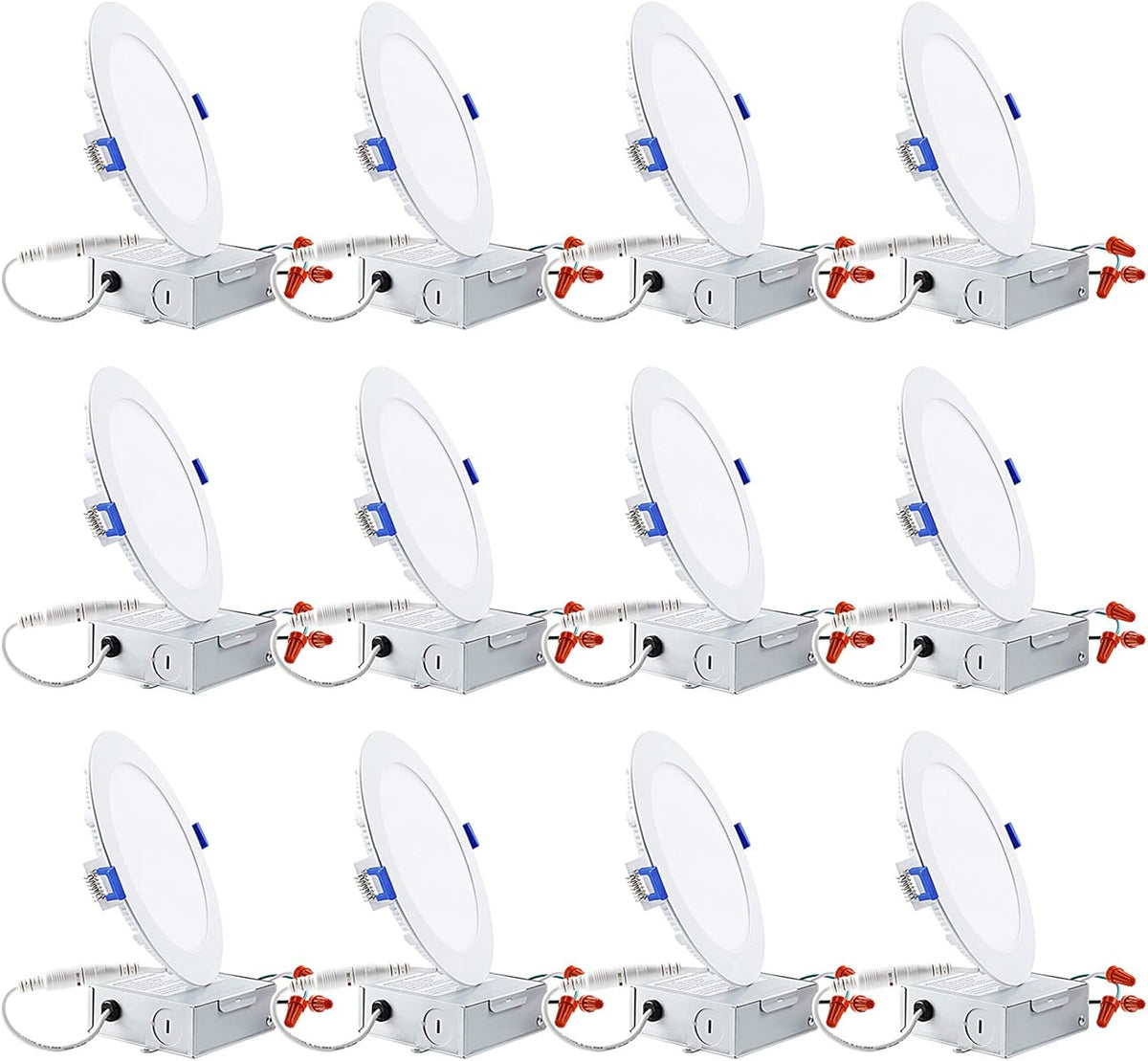 12-Pack 6 Inch LED Recessed Lighting with Junction Box, 4000K Cool White, Dimmable K6303
