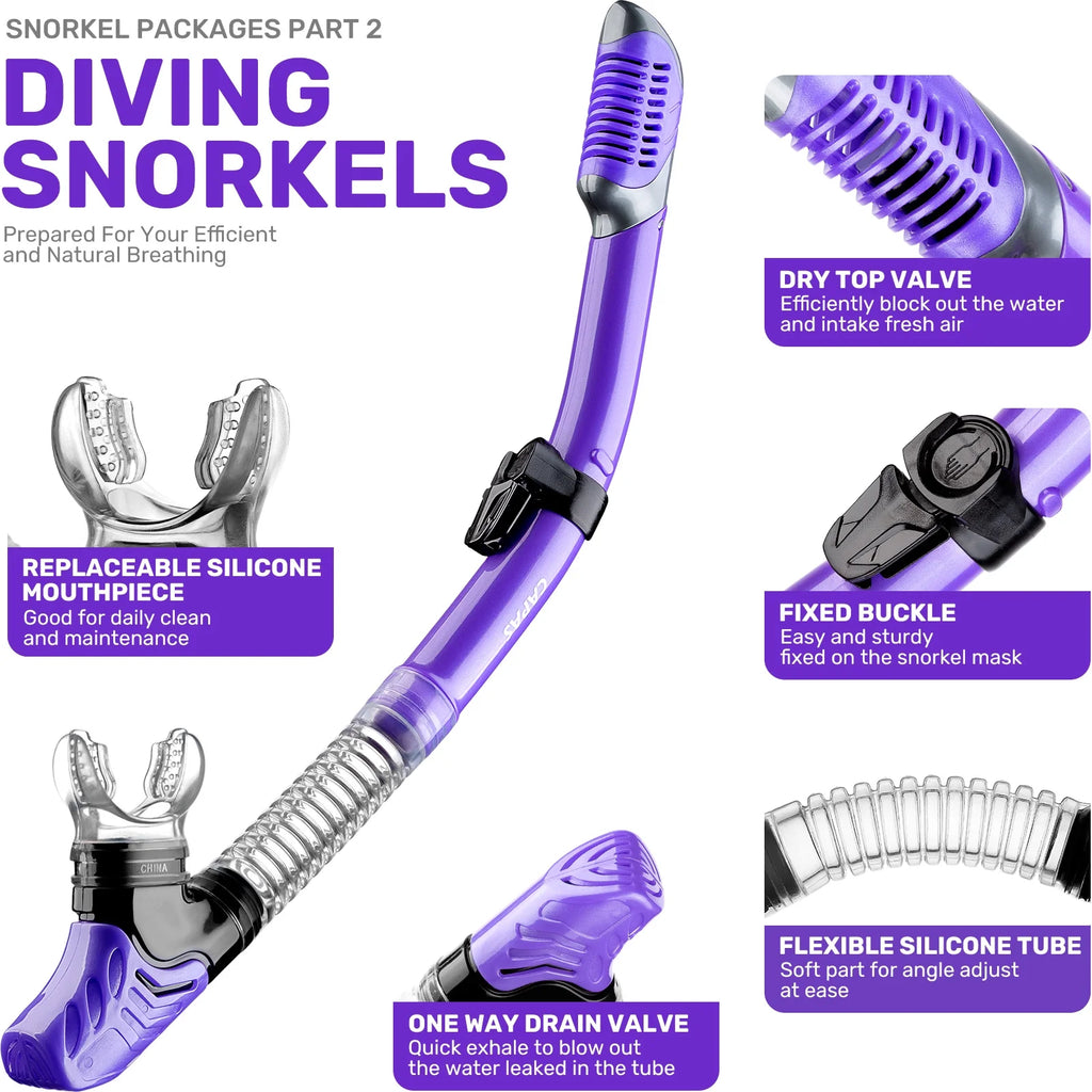 Snorkel Mask Fins Set with Carrying Bag C5896