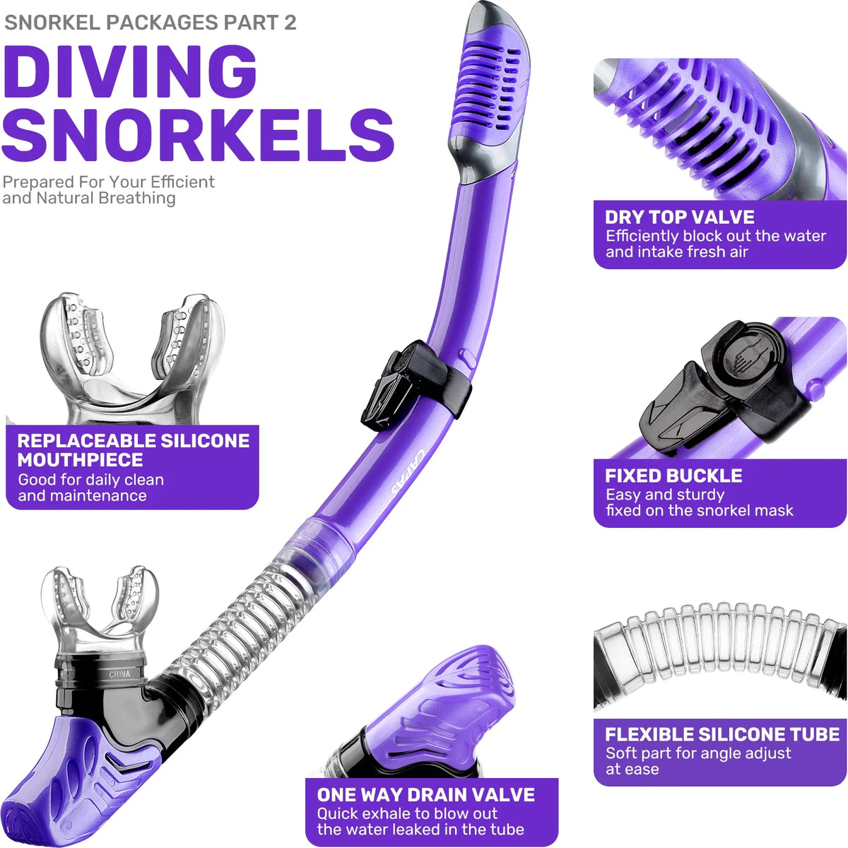 Snorkel Mask Fins Set with Carrying Bag C5896