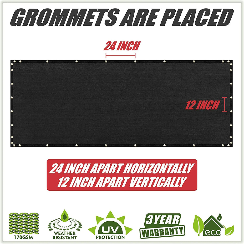 Black Fence Privacy Screen with Grommets U209