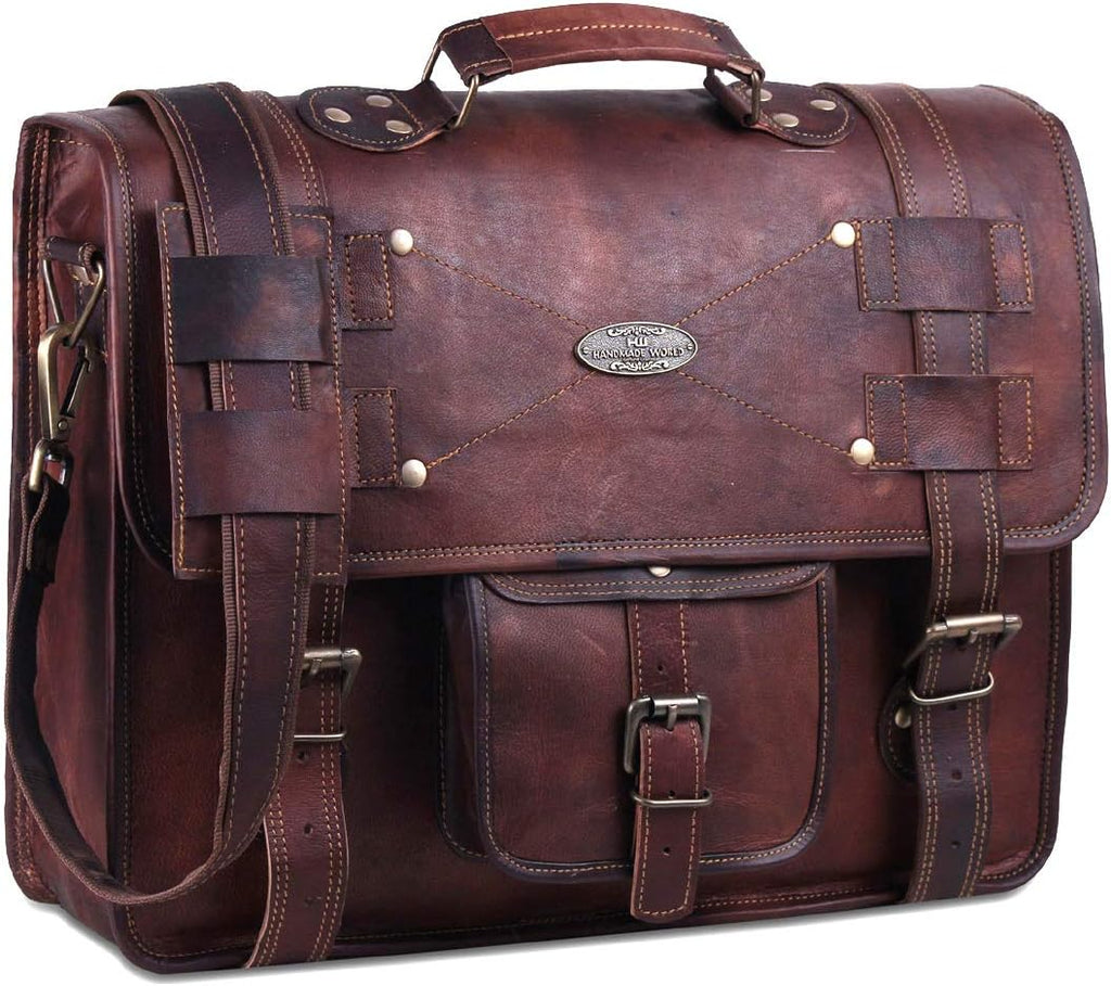 Leather Messenger Bag Laptop Computer Satchel Distressed (12 X 16) B37646