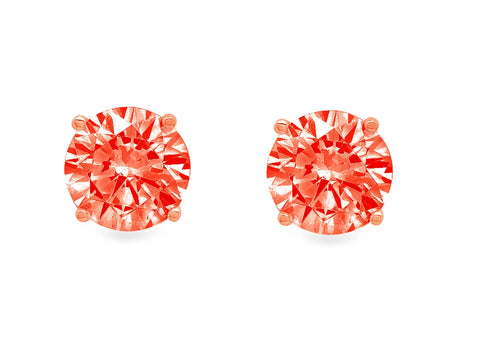 0.2 ct Solitaire Studs VVS1 Red Simulated Diamond Solid 18K Rose Gold Earrings V38315