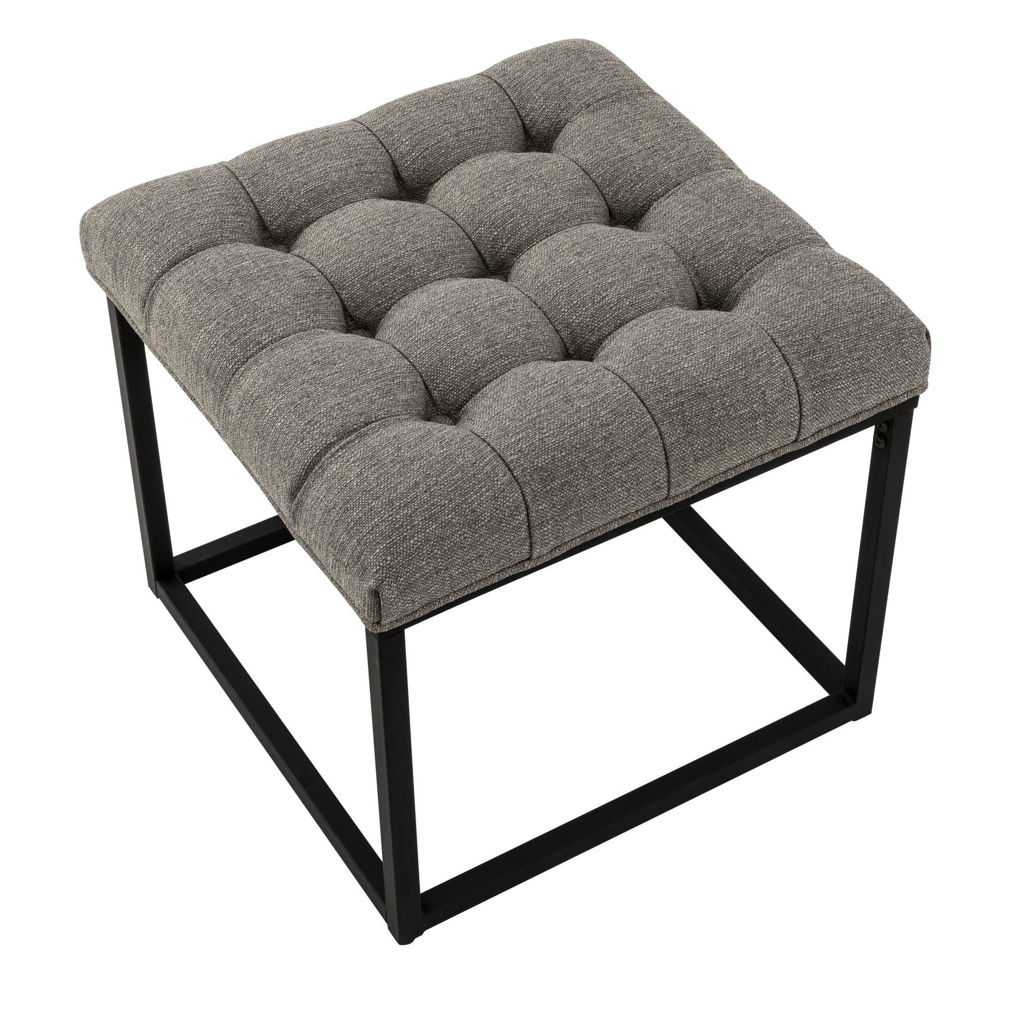 Grey Button Tufted Metal Ottoman U1933