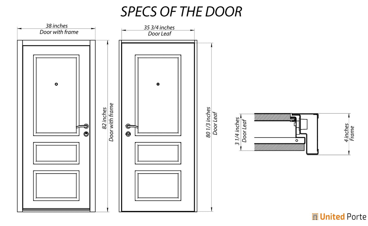 36 x 80 inches Right-Hand Inswing Steel Prehung Door E912270