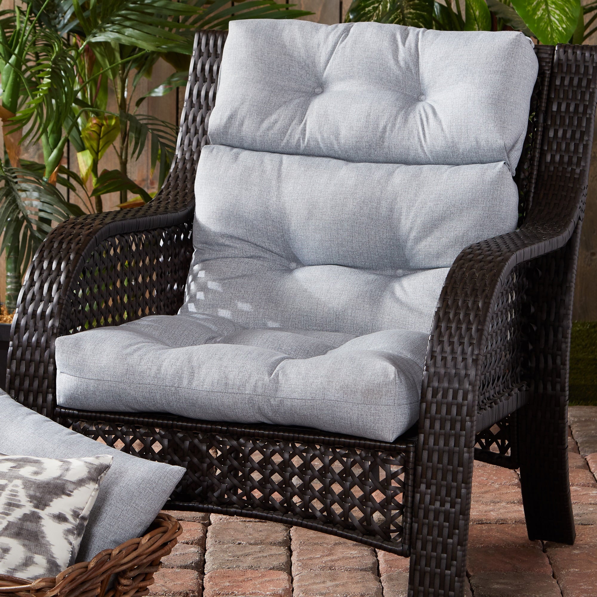 Heather Gray 44 x 22 in. Outdoor High Back Chair Cushion U45514