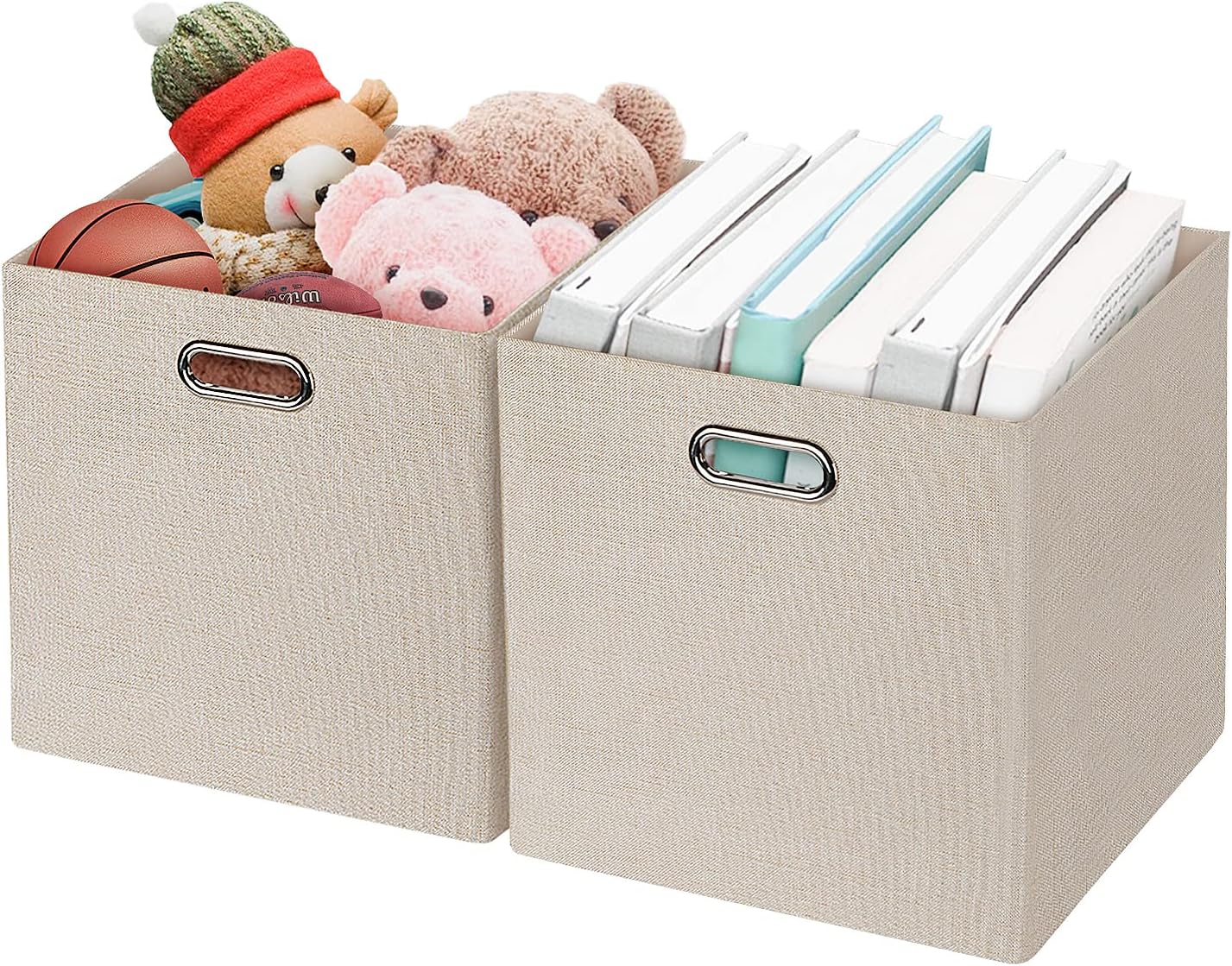 Beige Foldable Storage Cube Bins, Set of 4 W8879