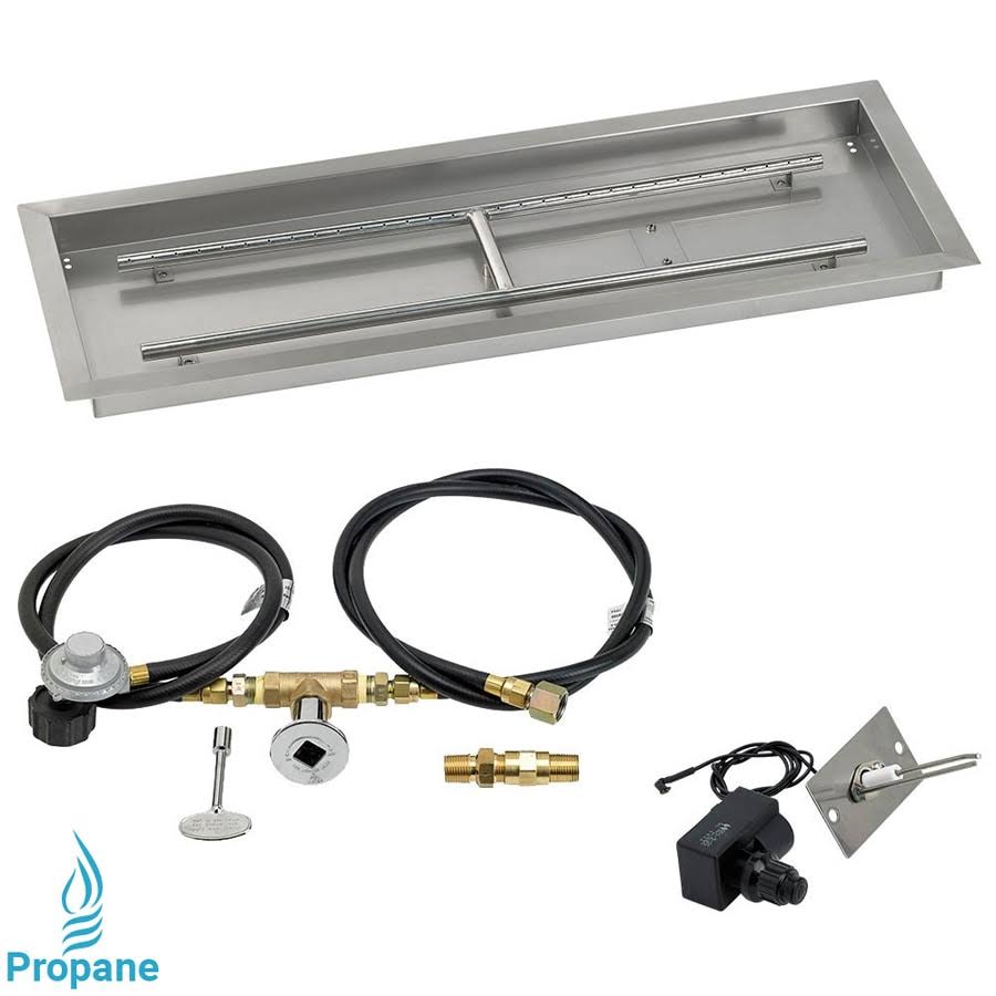 18x22 Rectangular Stainless Steel Drop in Firepit Pan with Spark Ignition Kit H513966