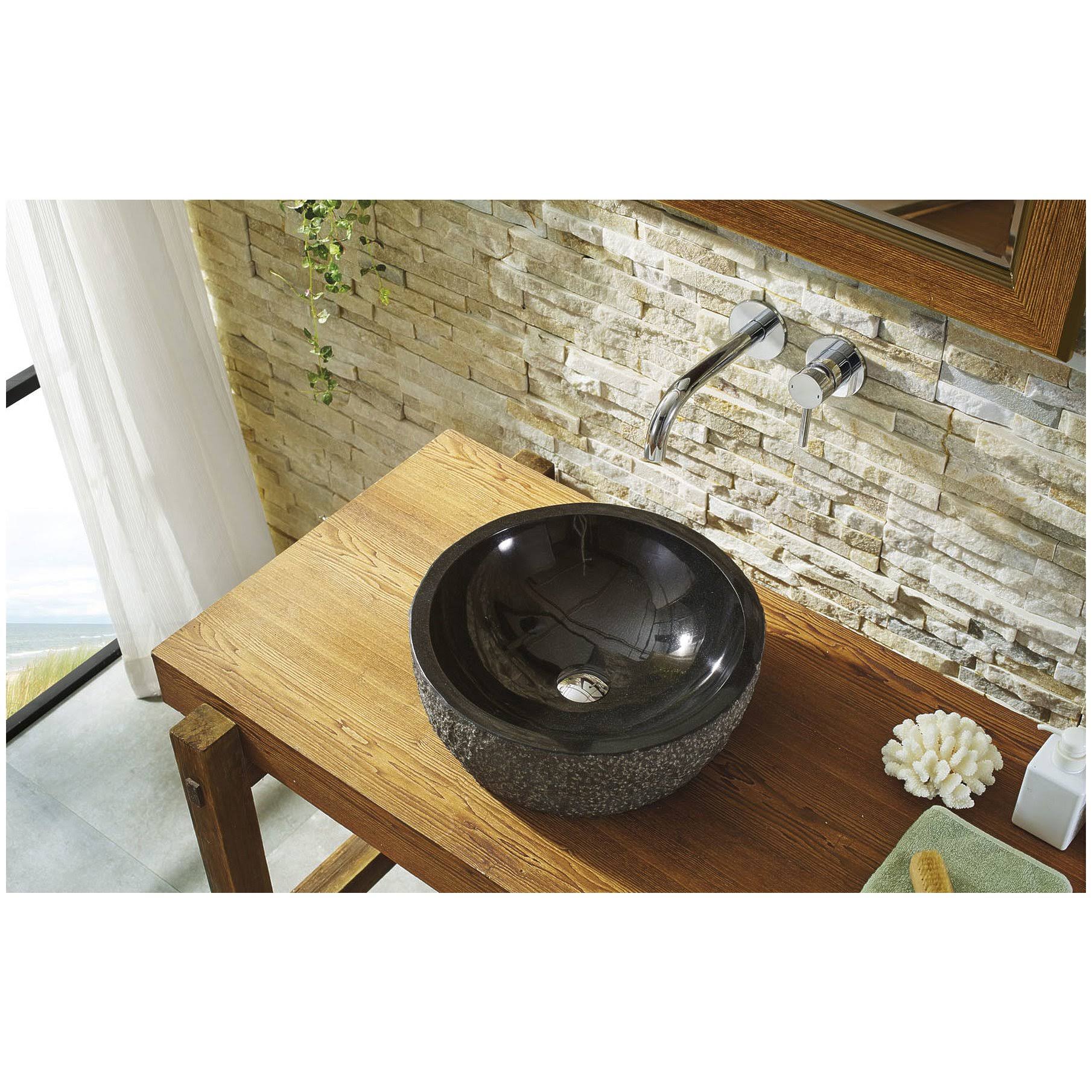 Beige Travertine Marble Bathroom Vessel Sink A99428