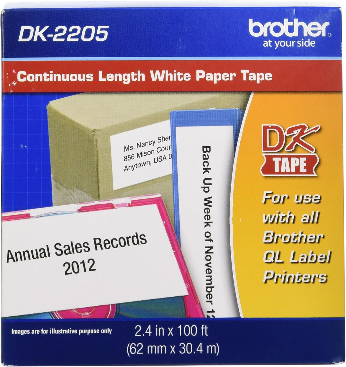 Continuous Paper Label Roll, 2.4” x 100 Feet, 3 Rolls, White T521031