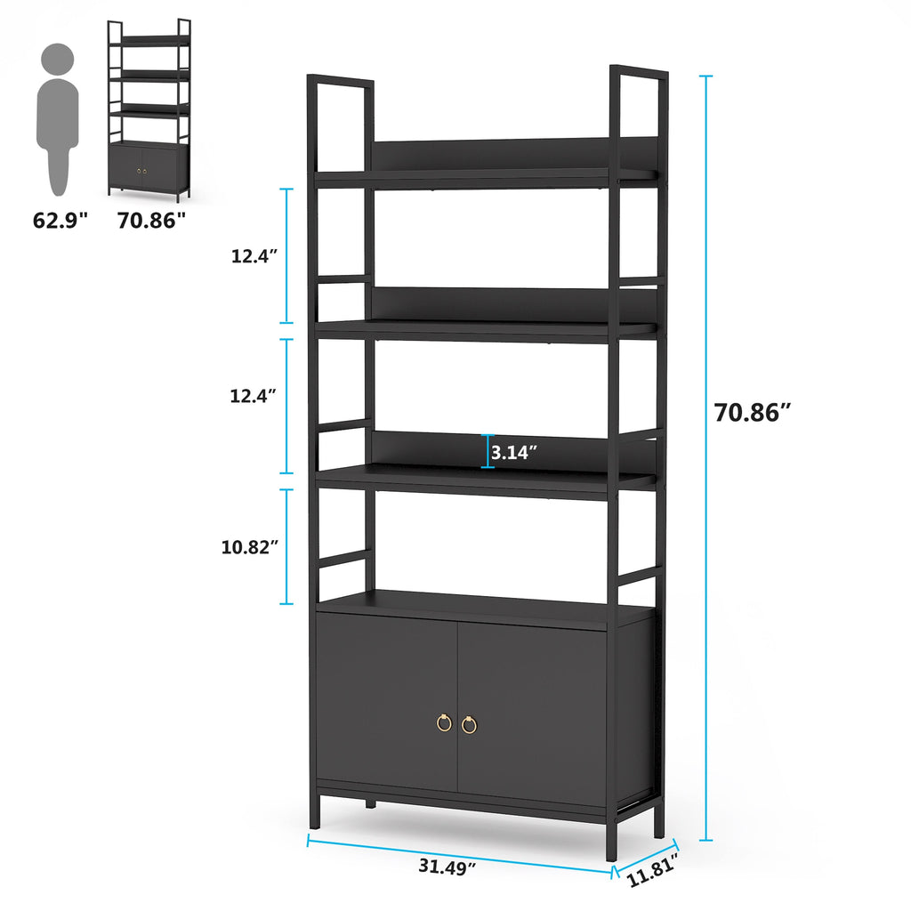 White Bookcase with Storage Cabinet H492