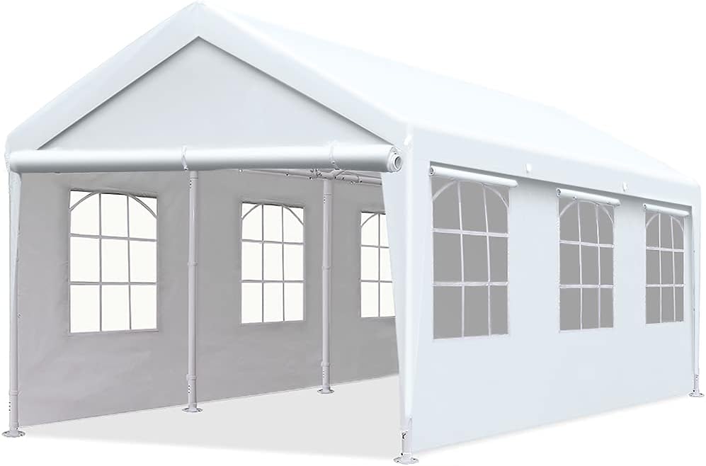 10'x20' Heavy Duty Carport Canopy with Windows S732015