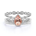 2.25 Carat Pear Cut Morganite And Diamond Moissanite Engagement Ring in 10k Solid White Gold X83967