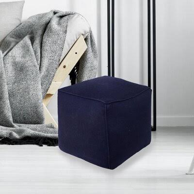 Navy 100% Cotton Square Cube Ottoman O280